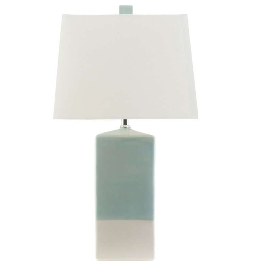 Lamps * | Brand New Malloy Table Lamp By Surya, Blue/White/Beige Shade