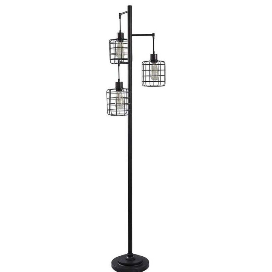 Lamps * | Brand New Stylecraft 3-Light Comntemporary Black Steel Floor Lamp