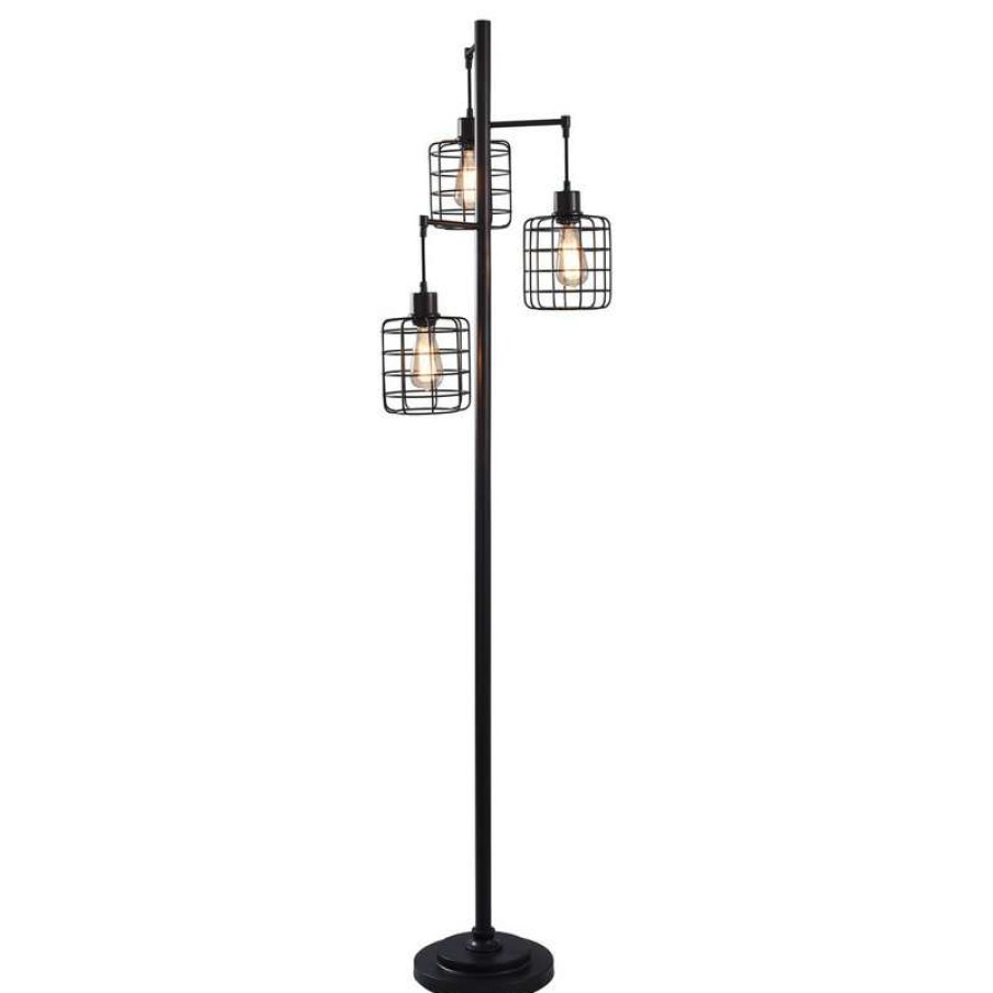 Lamps * | Brand New Stylecraft 3-Light Comntemporary Black Steel Floor Lamp