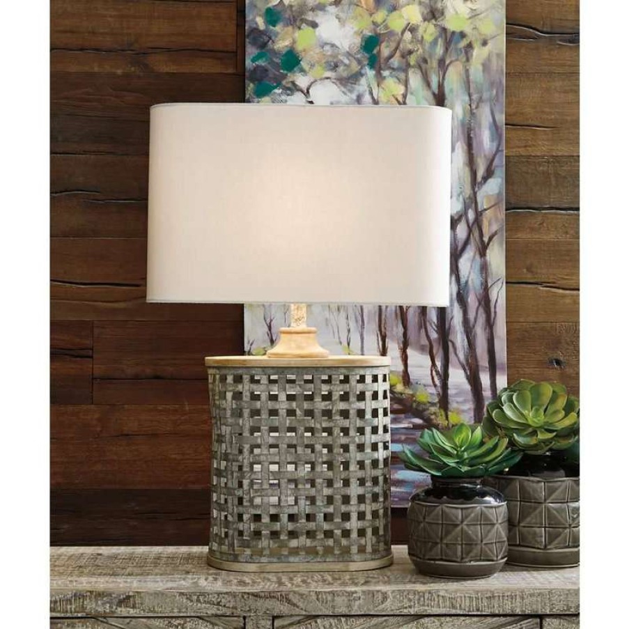 Lamps * | Buy Ashley Furniture Industries Deondra Gray Metal Table Lamp