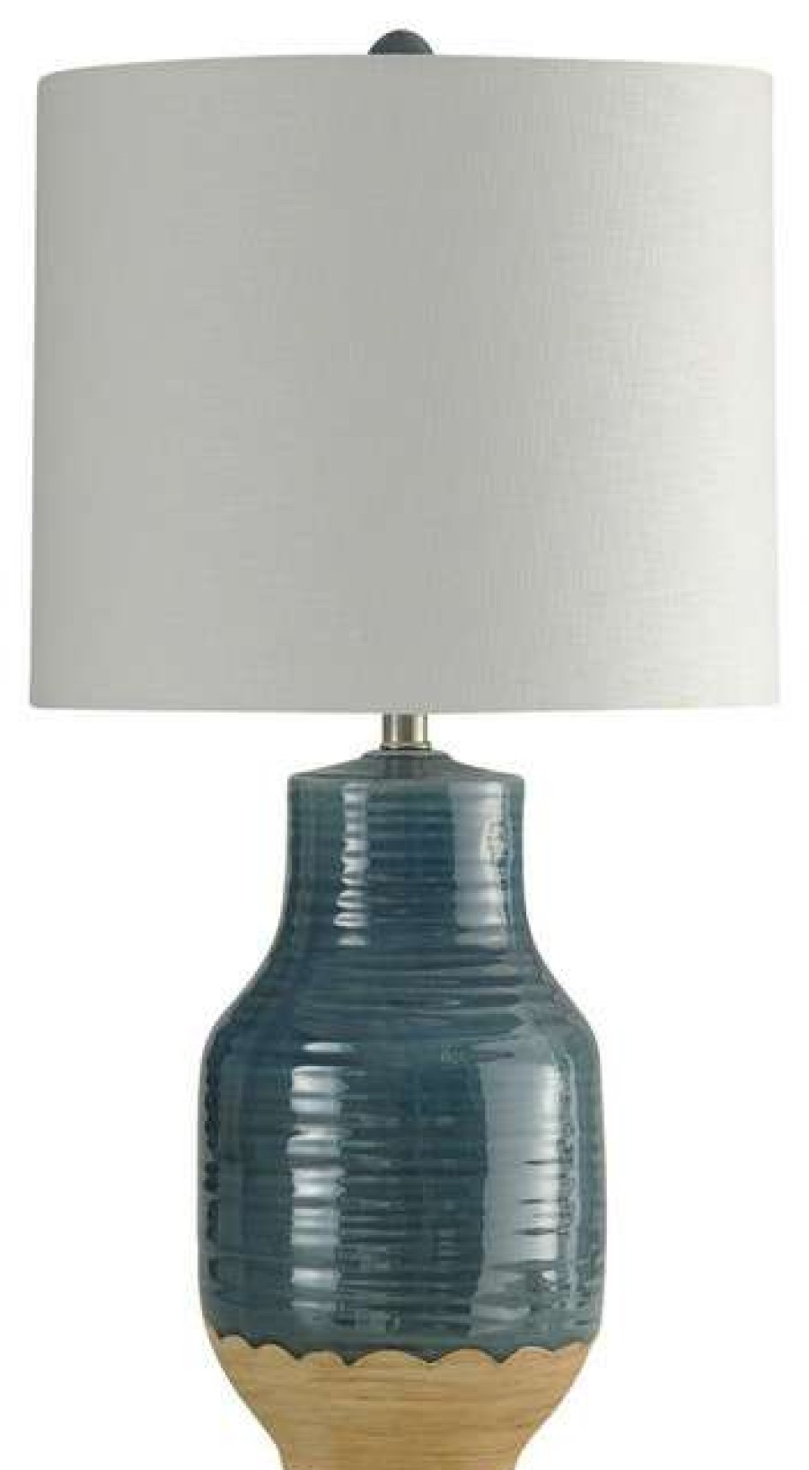 Lamps * | Promo Stylecraft Home Collection Prova Blue Dipped Ceramic Body Table Lamp With Hardback Shade