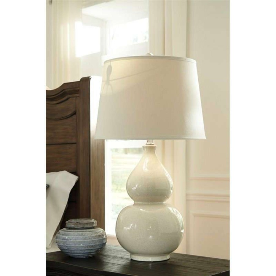 Lamps * | Outlet Ashley Furniture Industries Ashley Furniture Saffi Ceramic Table Lamp In Cream