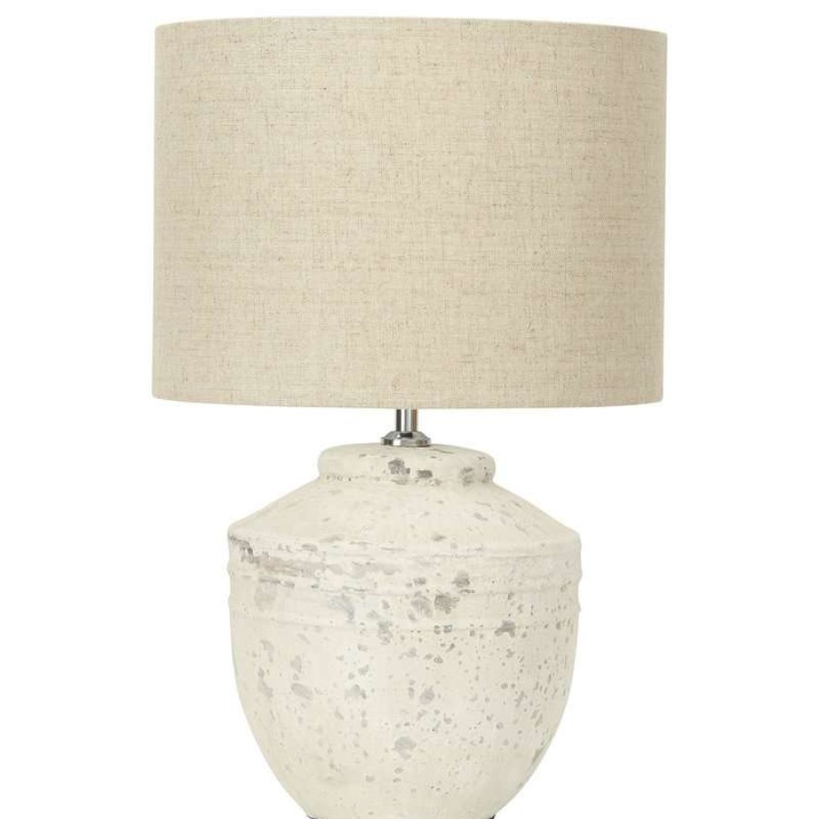 Lamps * | Outlet Creative Co-Op 19.25 Cement Table Lamp With Linen Shade