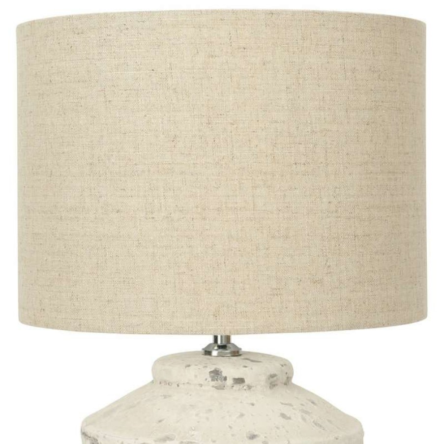 Lamps * | Outlet Creative Co-Op 19.25 Cement Table Lamp With Linen Shade