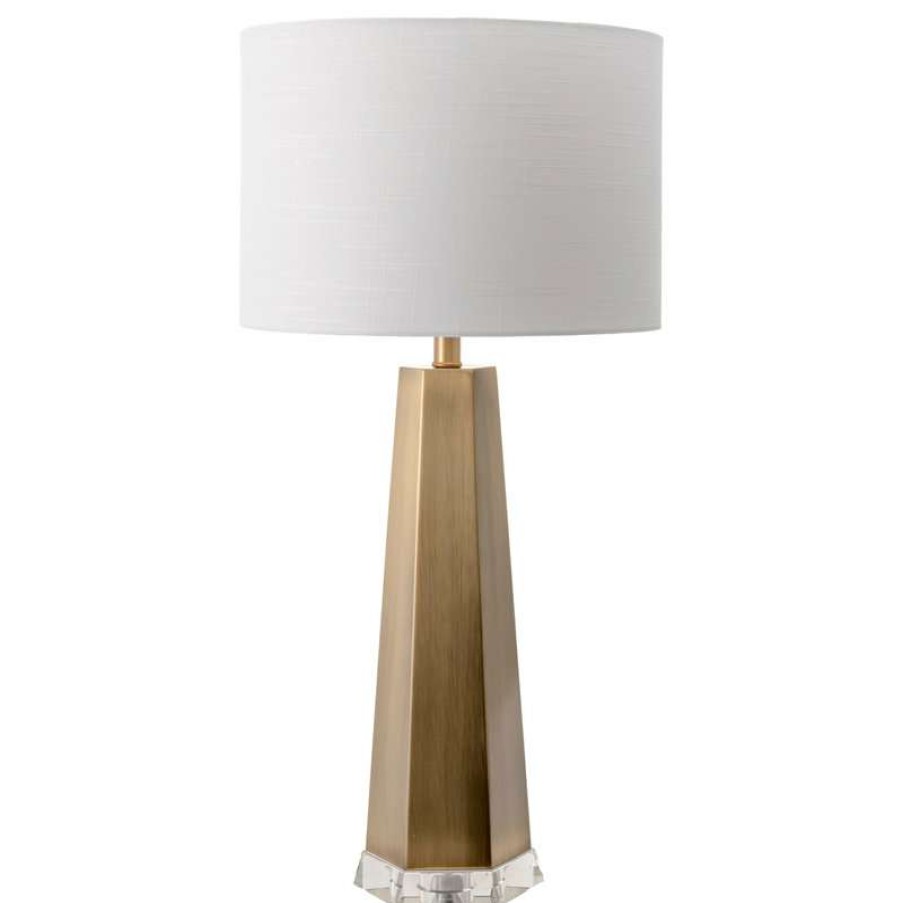 Lamps * | Best Reviews Of Nuloom 30 Ombre Metal Obelisk Linen Shade Brass, 3-Way Switch Table Lamp