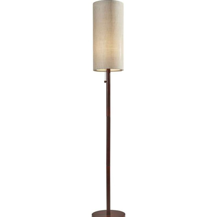 Lamps * | Wholesale Adesso Hamptons Floor Lamp Walnut Wood