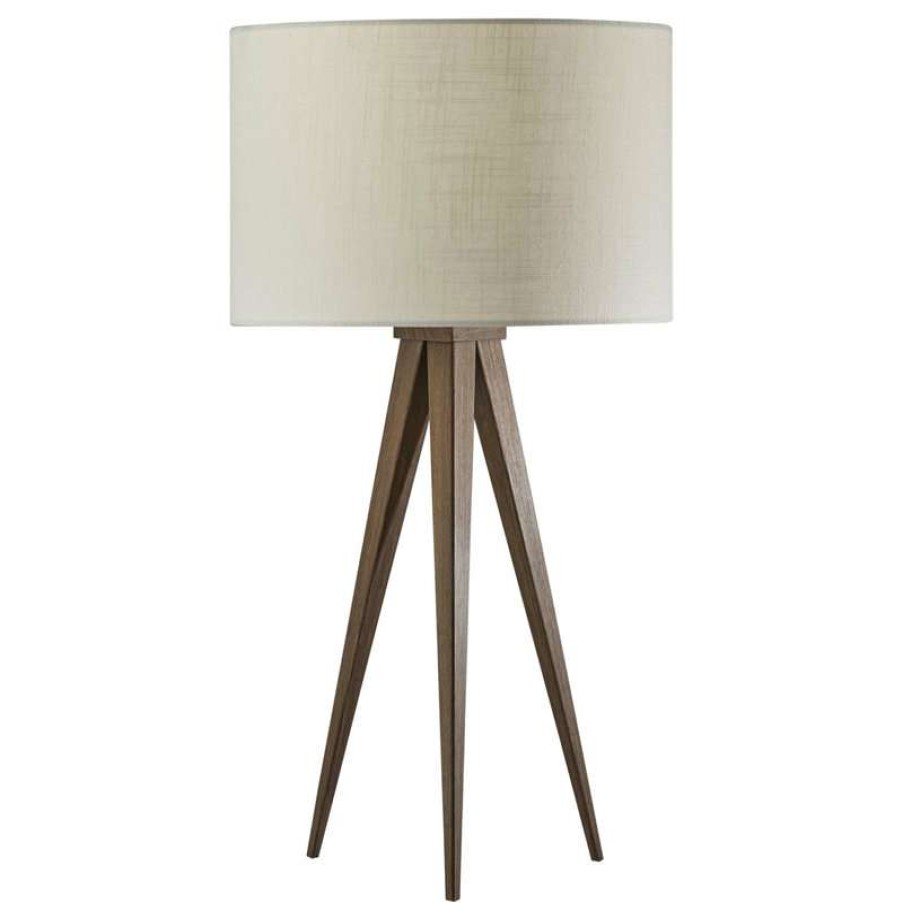 Lamps * | Best Deal Homeroots 13.75 X9.5 X26.25 Walnut Metal Table Lamp