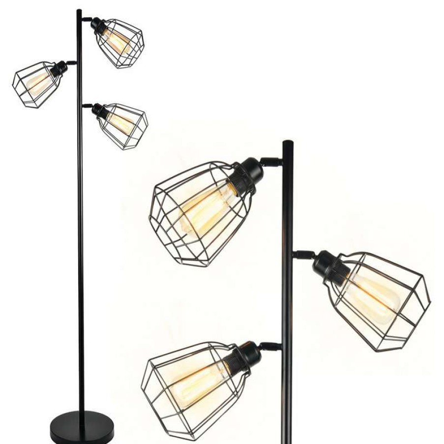 Lamps * | Cheapest W86 Trading Co., Llc 40W 3-Light Floor Uplight Lamp With Metal Shade, Etl-Listed