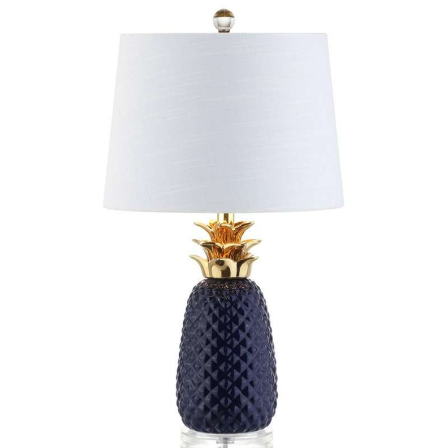 Lamps * | Best Sale Jonathan Y Pineapple 23" Classic Vintage Ceramic Led Table Lamp, Navy/Gold