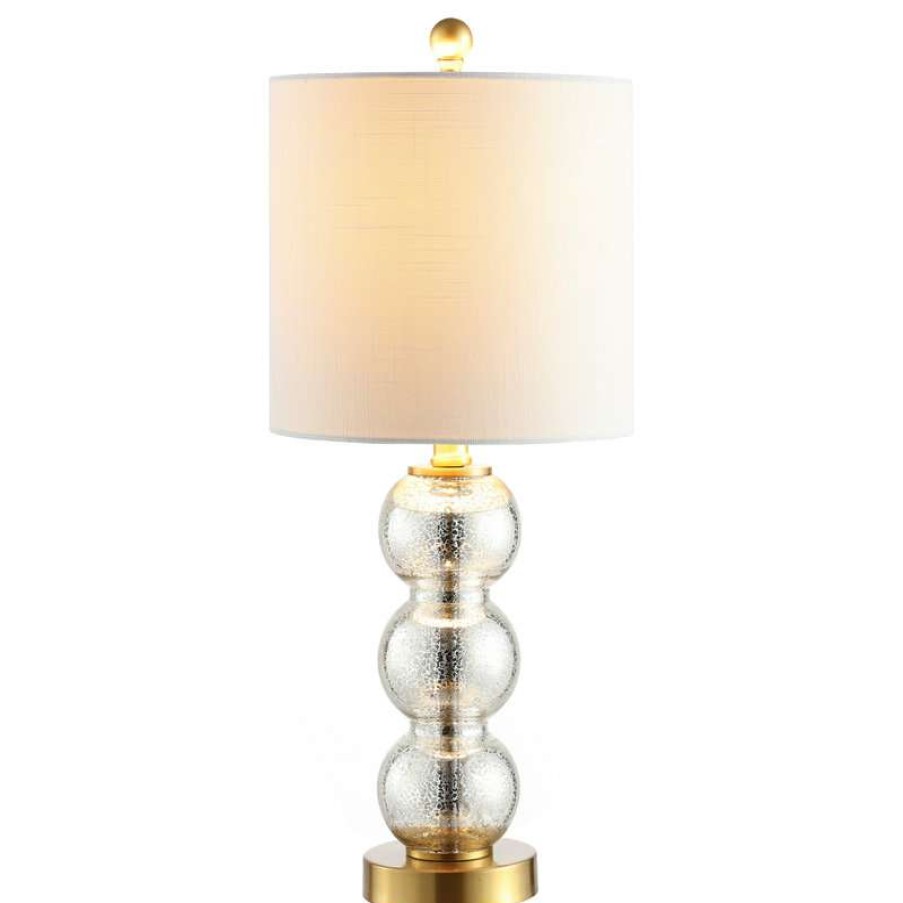 Lamps * | New Jonathan Y February 21 Glass, Metal Led Table Lamp, Mercury Glass/Brass Gold