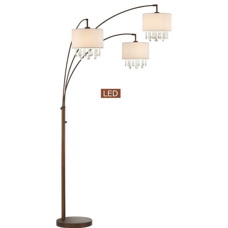 Lamps * | Buy Artiva Lumiere Iv Led Crystal Arched Floor Lamp, Dimmer, Antique Bronze, 80