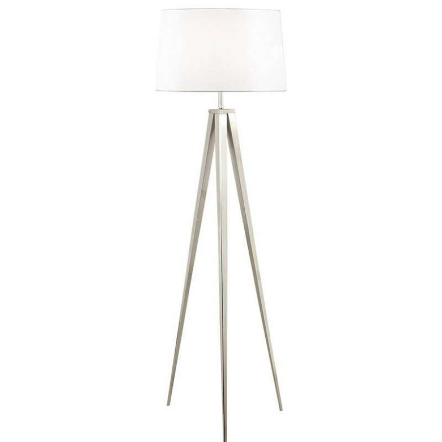 Lamps * | Best Pirce Artiva Hollywood 63 Brushed Nickel Tripod Floor Lamp