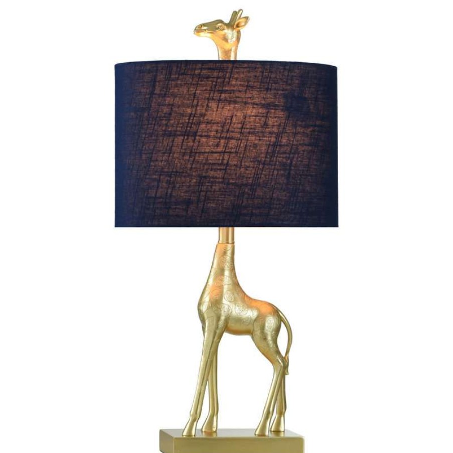 Lamps * | Wholesale Stylecraft Home Collection Golden Giraffe Table Lamp, Solid Gold, Navy Blue