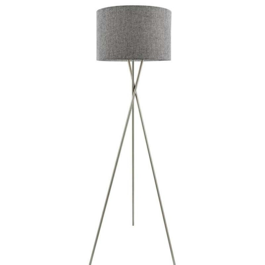 Lamps * | Best Sale Kira Home Sadie 60 Mid Century Tripod Led Floor Lamp, 9W Bulb (/), Gray Drum