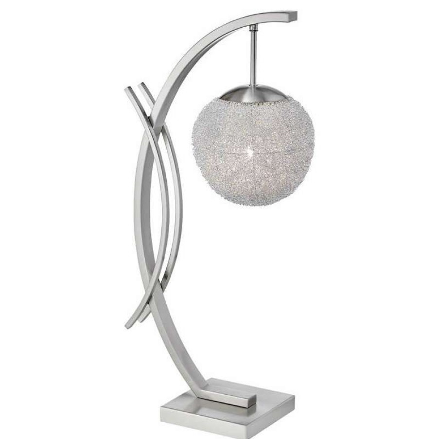 Lamps * | Best Deal Domain Industries Inc. Lexicon Modern Metal Base Table Lamp In Satin Nickel