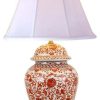 Lamps * | Hot Sale William Sung Oriental Porcelain Orange And White Ginger Jar Lamp Lotus Pattern 29