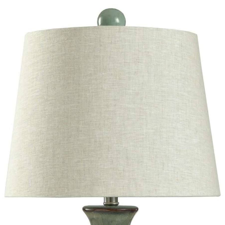 Lamps * | Brand New Stylecraft Home Collection Nautical Ceramic Table Lamp In Blue Bay Finish Natural Linen Shade