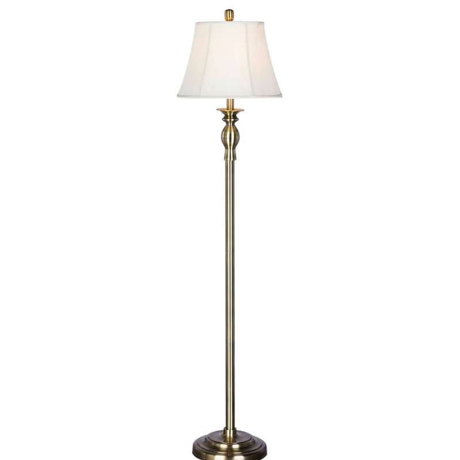 Lamps * | Deals Fangio Lighting Antique Brass Metal Floor Lamp, 58.5