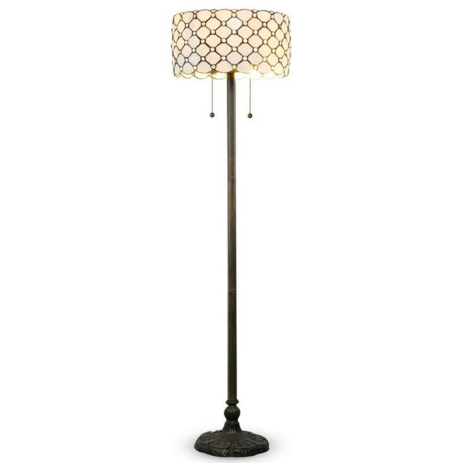 Lamps * | Flash Sale Serena D'Italia Contemporary Tiffany 2-Light Jeweled 60 Bronze Floor Lamp