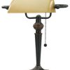 Lamps * | Buy Alera Traditional Banker'S Lamp, 16 , Amber Shade With Antique Bronze Base