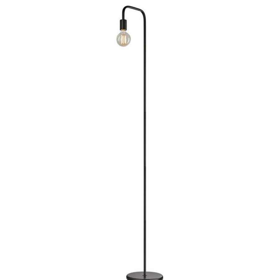 Lamps * | Best Reviews Of Globe Electric Holden 70 Black Floor Lamp, Satin Black