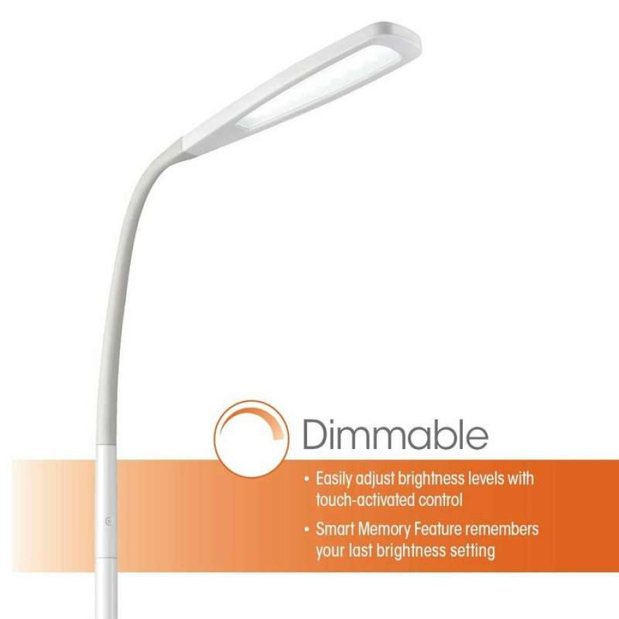 Lamps * | Deals Ottlite Technologies Ottlite Natural Daylight Led Flex Floor Lamp, White