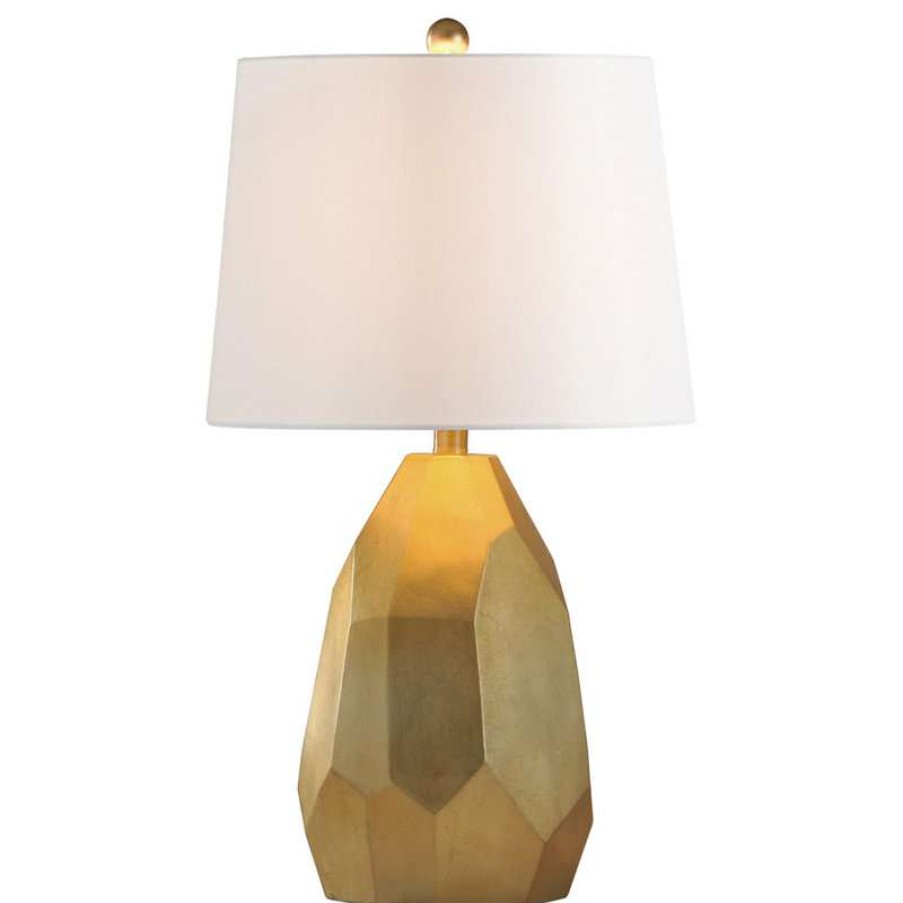 Lamps * | Brand New Stylecraft Home Collection Painted Gold Table Lamp, Gold, Distressed Silver, Faux Cracks, Geneva White