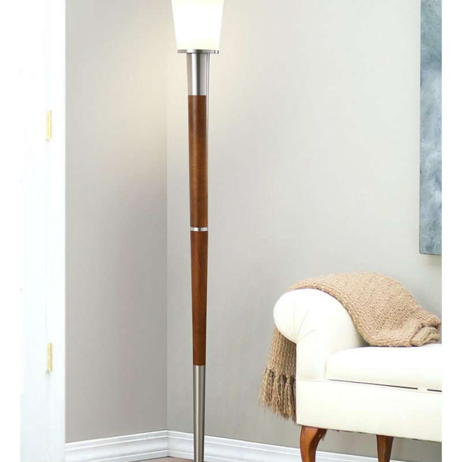 Lamps * | Outlet Homeglam Manhattan 73 Wood Torchiere Floor Lamp