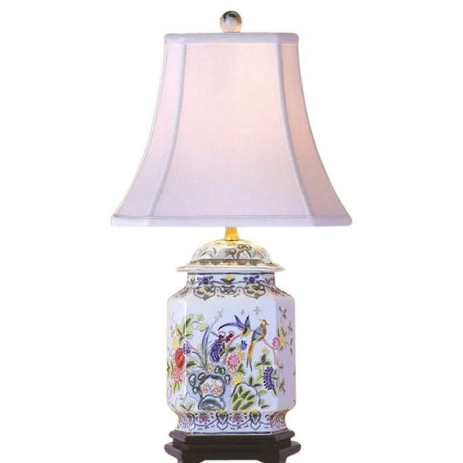 Lamps * | Outlet William Sung Chinese Porcelain Famille Bird Motif Hexagonal Ginger Jar Table Lamp 25