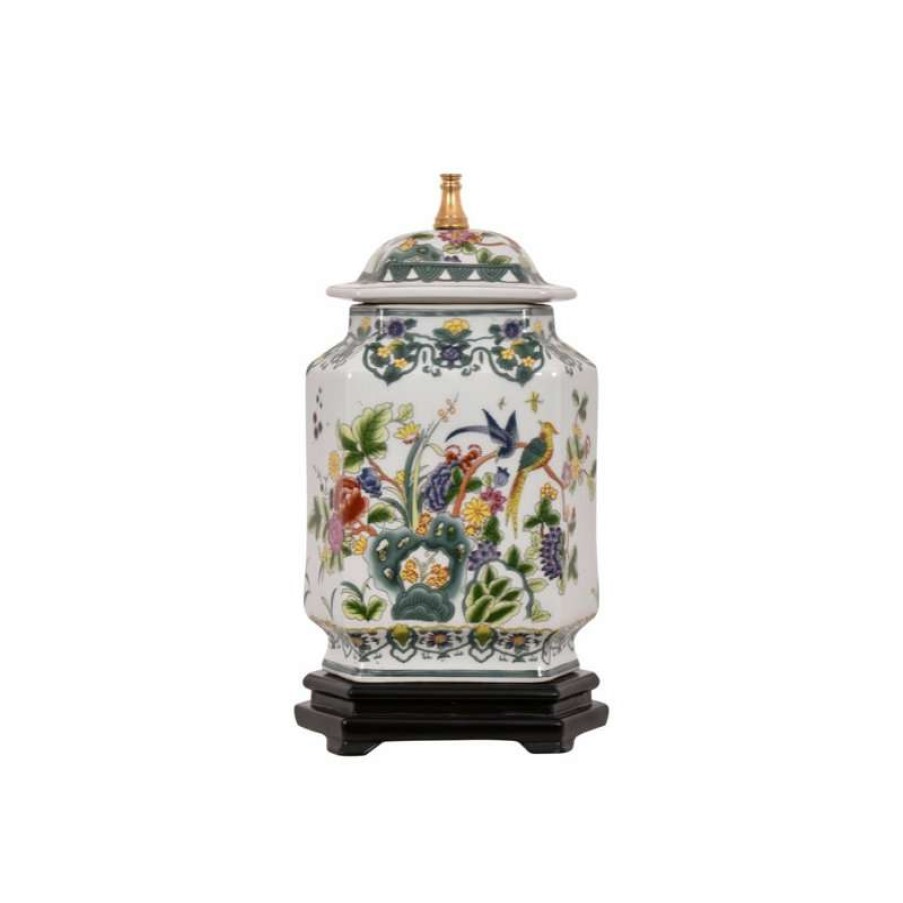 Lamps * | Outlet William Sung Chinese Porcelain Famille Bird Motif Hexagonal Ginger Jar Table Lamp 25