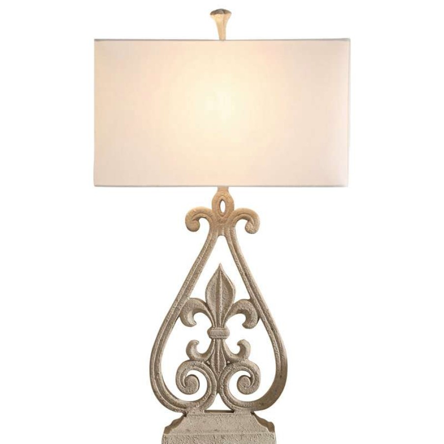 Lamps * | Best Sale Crestview Collection Fleur De Lis Table Lamp, Off-White