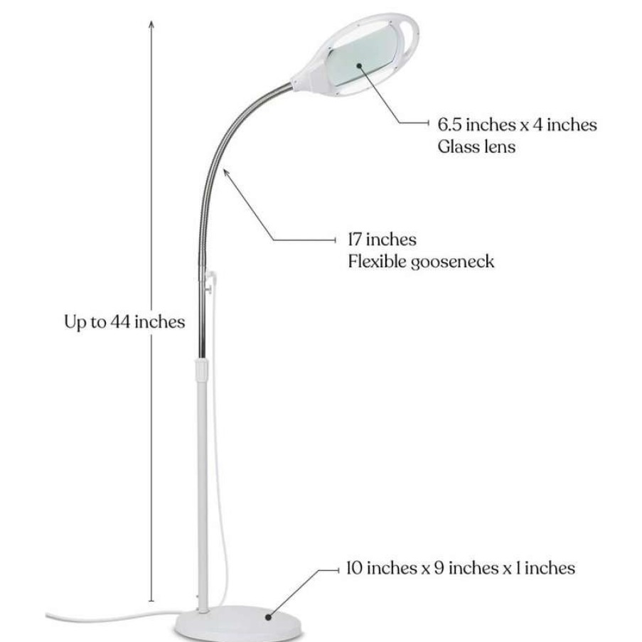 Lamps * | Cheap Brightech Lightview Pro Led Magnifying Floor Lamp, Daylight Bright, Magnifier, 3 Diopter