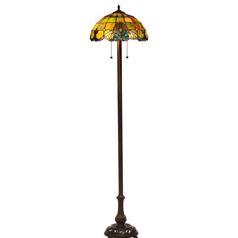 Lamps * | Brand New Serena D'Italia Tiffany 2-Light Pearl Vintage 58 Floor Lamp