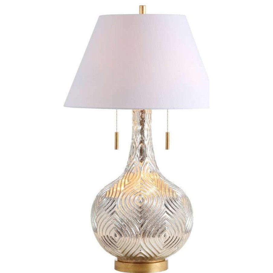 Lamps * | Cheap Jonathan Y Highland 30.75 Gourd Glass Led Table Lamp, Mercury Silver, Gold