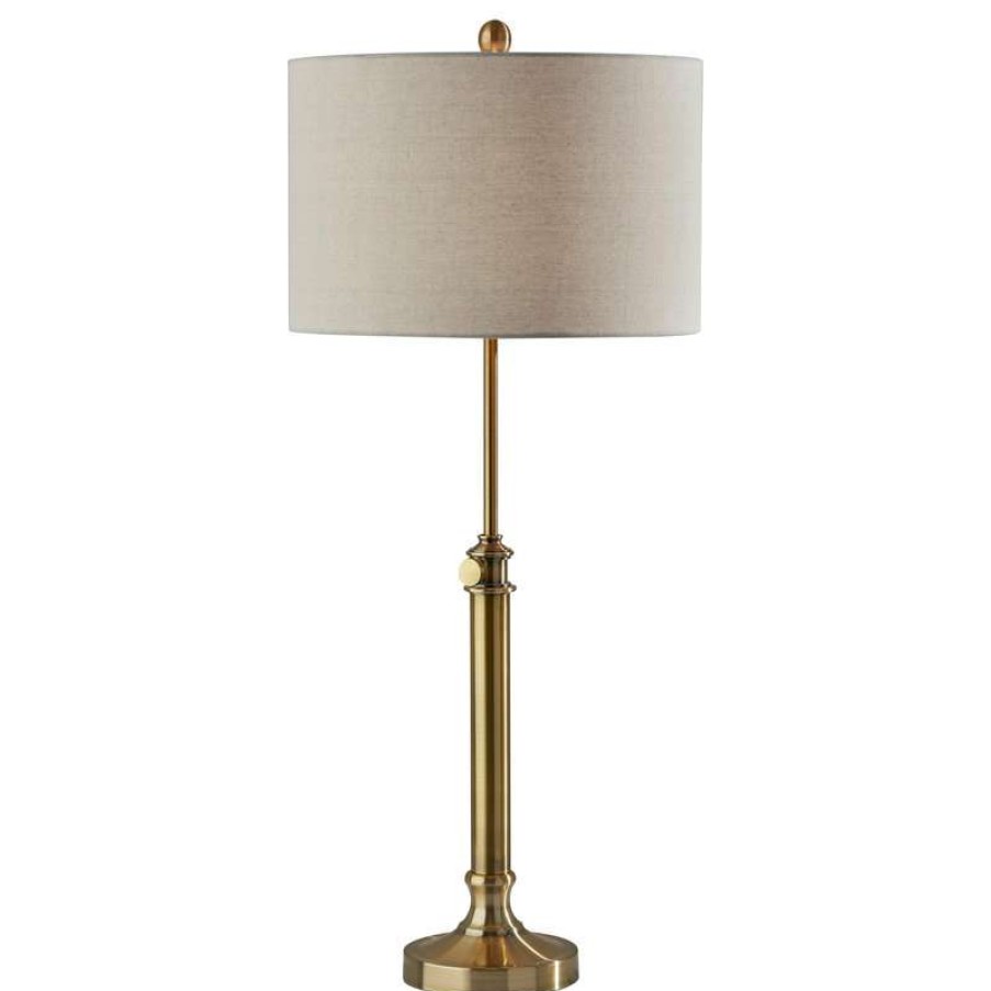 Lamps * | Discount Adesso Barton Table Lamp, Antique Brass