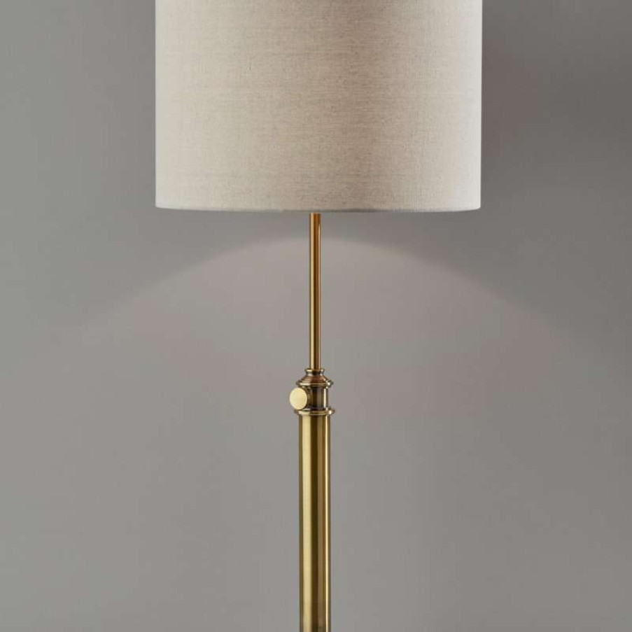 Lamps * | Discount Adesso Barton Table Lamp, Antique Brass