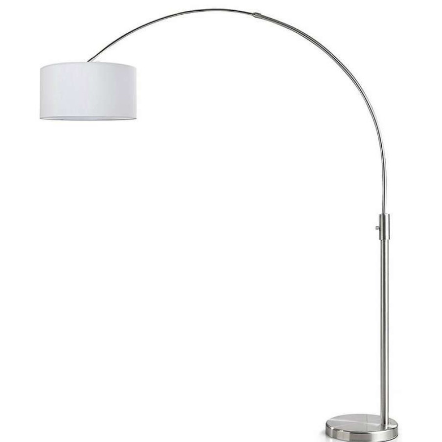 Lamps * | Coupon Homeglam Orbita Arch Floor Lamp, Dimmer, 12W Dimmable Led Bulb Included, Drum Shade, Whit