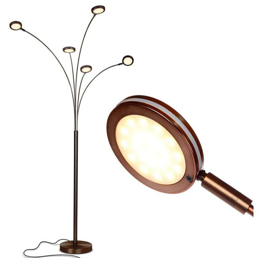 Lamps * | Top 10 Brightech Orion 5 Super Bright, Modern Led Arc Lamp, Oil Brushed Bronze