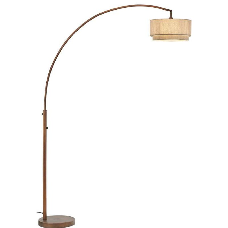 Lamps * | Cheap Artiva Usa Elenaii 82 Led Arched Floor Lamp Double Shade Dimmer, Antique Bronze