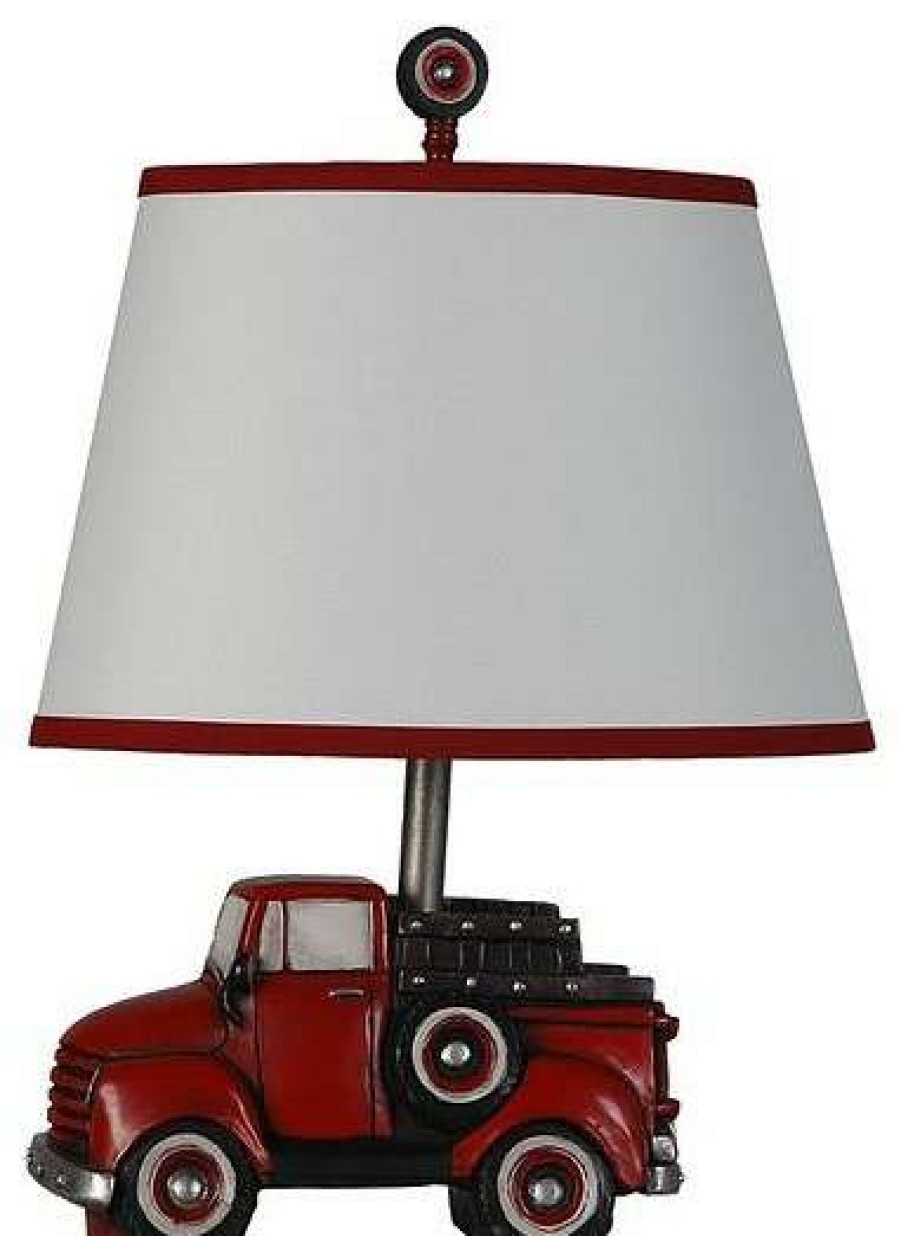 Lamps * | Wholesale Lamps Per Se Truck Table Lamp With Shade, Antique Red