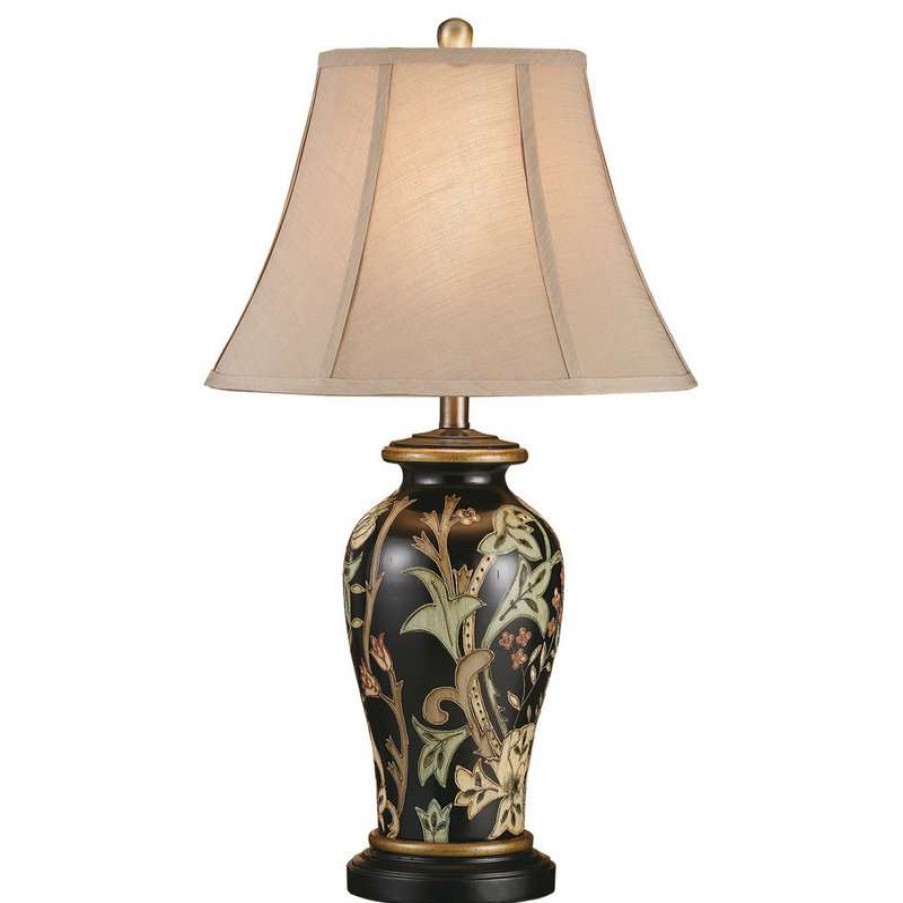 Lamps * | Best Deal Crestview Collection Windham Hand Painted Floral Pattern Ceramic Table Lamp