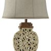 Lamps * | Discount Stylecraft Home Collection Open Weave Starfish Table Lamp Designer Shade Contrast Trim