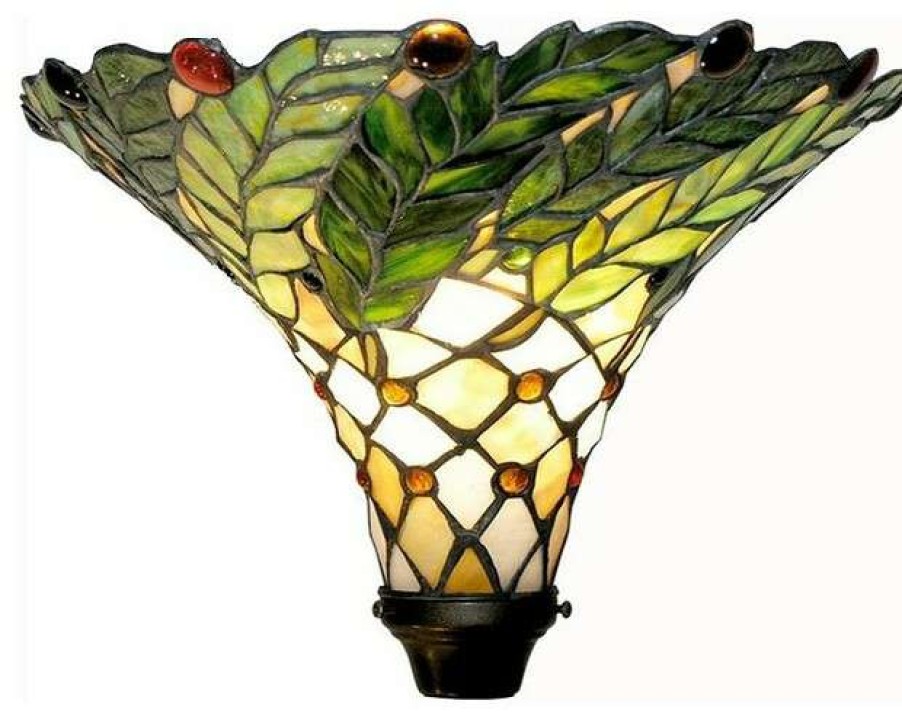 Lamps * | Best Deal Warehouse Of Tiffany, Inc Tiffany-Style Green Leaf Torchiere Lamp