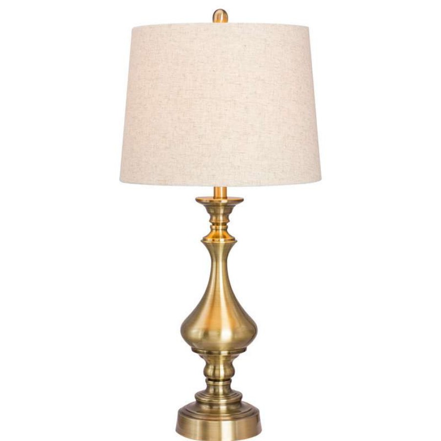 Lamps * | Best Pirce Fangio Lighting Metal Table Lamp, Antique Brass