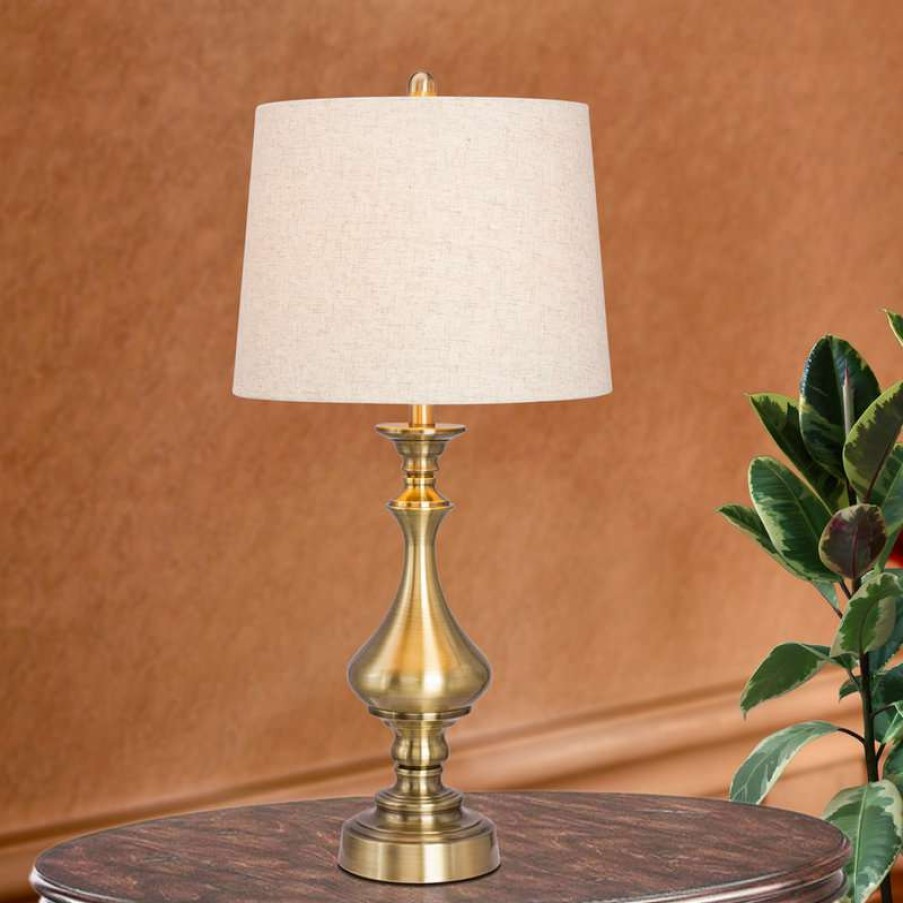 Lamps * | Best Pirce Fangio Lighting Metal Table Lamp, Antique Brass