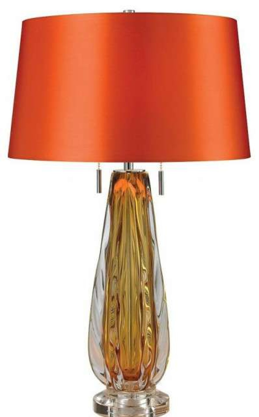 Lamps * | Best Deal Bailey Street Home Amber 2 Light Standard Table Lamp Made Of Crystal And Glass And Metal A Orange