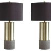 Lamps * | Budget Ashley Furniture Industries Ashley Furniture Jacek Metal Table Lamp In Gray And Brass (Set Of 2)