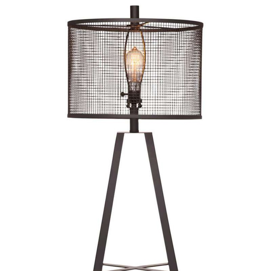 Lamps * | Hot Sale Bassett Mirror Co. Bassett Mirror Bridwell Table Lamp In Black Iron Finish L3430Tec