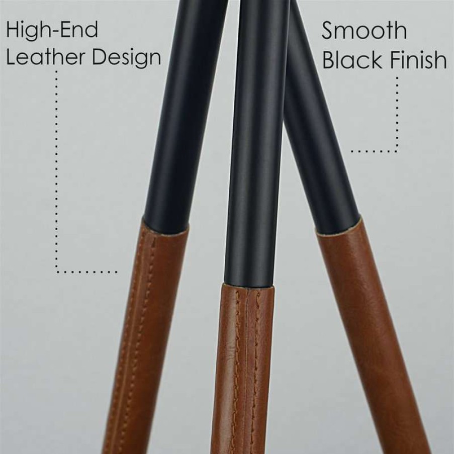 Lamps * | Best Deal Kira Home Sadie 61 Mid Century Tripod Led Floor Lamp, 9W Bulb (/), Leather