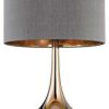 Lamps * | Deals Bailey Street Home Gold-Grey Table Lamp Made Of Ceramic And Metal A Grey Faux Silk Shade An On/Off